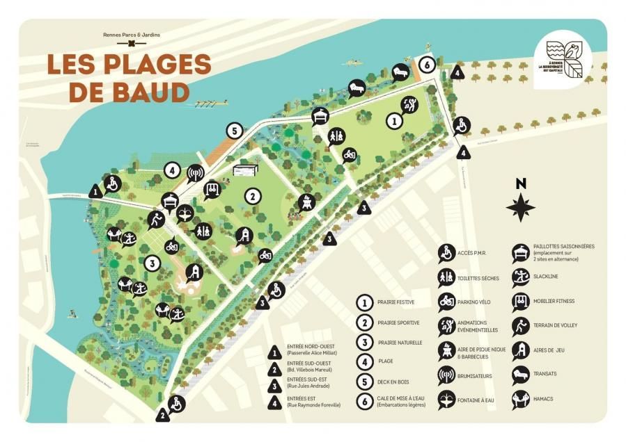 Carte les plages de Baud usages